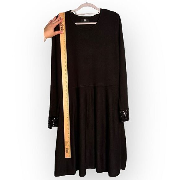 Jason Wu black sweater dress sequin sleeve cuffs women's size xl acrylic/nylon/s - Picture 3 of 9